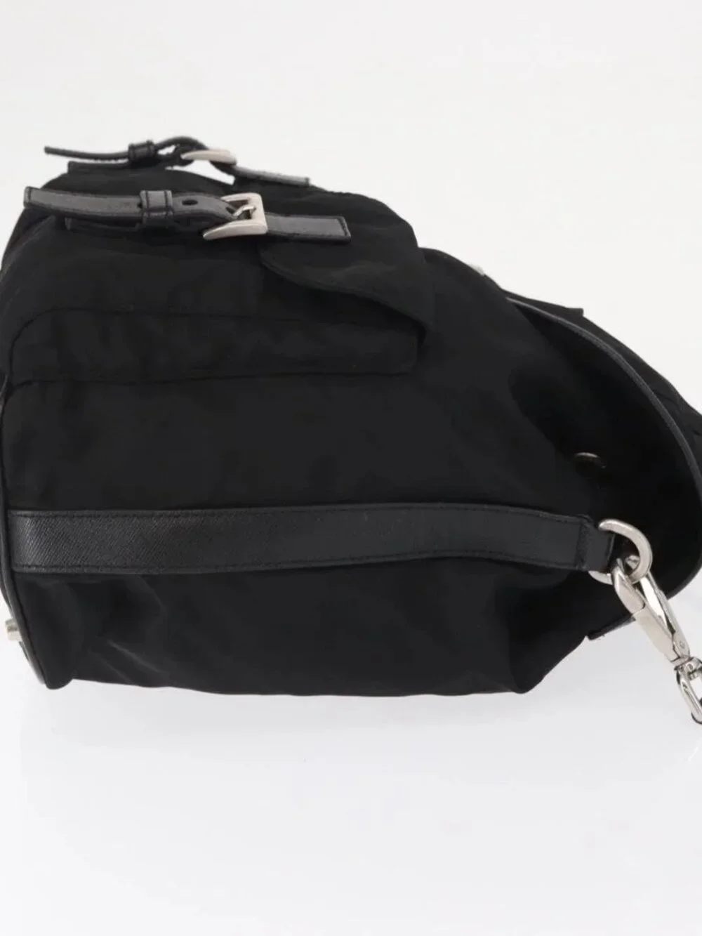 PRADA Shoulder Bag Nylon Black Silver